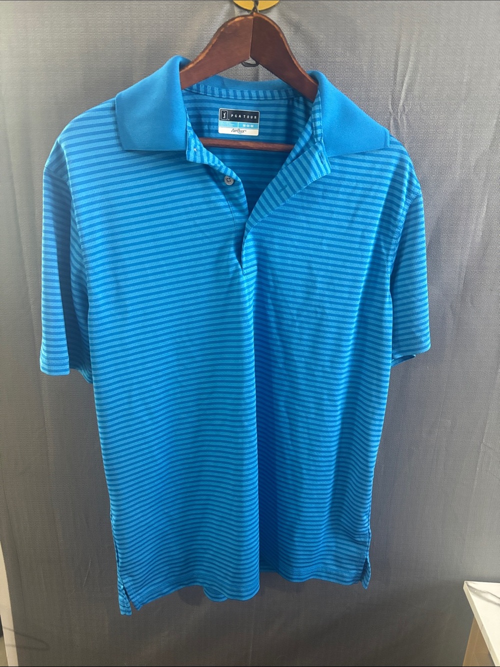 PGA Tour Blue Striped Polo Shirt